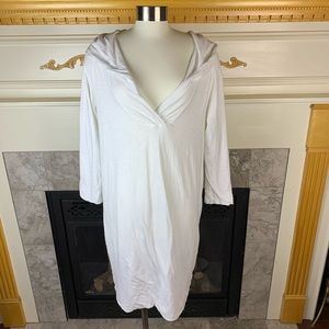 James Perse 3 Hooded Lined Cotton Tunic Dress